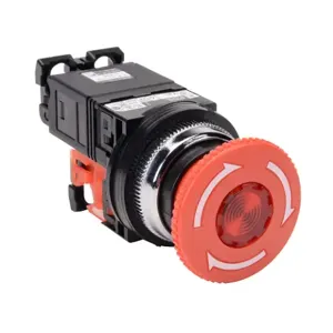 FUJI ELECTRIC AR30V0L-01L3RZC Emergency Stop Pushbutton, 30mm, Twist-To-Release, LED Illuminated, 1 N.C. Contact | CV6VHG