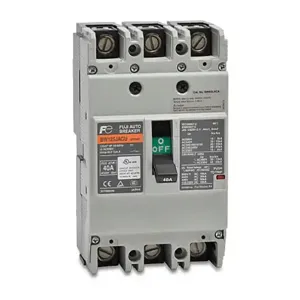 FUJI ELECTRIC BW125JAGU-3P040SB Molded Case Circuit Breaker, 125A Frame, 40A, 600 VAC/ 250 VDC, 3-Pole | CV6TUN