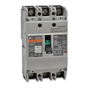 FUJI ELECTRIC BW125JAGU-3P060SB Molded Case Circuit Breaker, 125A Frame, 60A, 600 VAC/ 250 VDC, 3-Pole | CV6TUQ