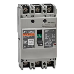 FUJI ELECTRIC BW125JAGU-3P070SB Molded Case Circuit Breaker, 125A Frame, 70A, 600 VAC/ 250 VDC, 3-Pole | CV6TUR