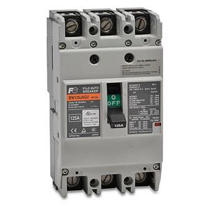 FUJI ELECTRIC BW125JAGU-3P125SB Molded Case Circuit Breaker, 125A Frame, 125A, 600 VAC/ 250 VDC, 3-Pole | CV6TUX