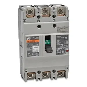 FUJI ELECTRIC BW250JAGU-3P125SB Molded Case Circuit Breaker, 250A Frame, 125A, 600 VAC/ 250 VDC, 3-Pole | CV6TUY