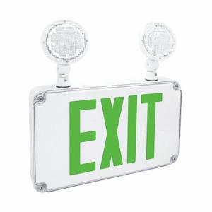 FULHAM FHEC34G Exit Sign With Emergency Lights, White, 2 Faces, Green, Led, Wall, Nickel Cadmium | CP6GMM 407K33