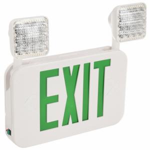 FULHAM FHEC35G Exit Sign With Emergency Lights, White, 2 Faces, Green, Led, Ceiling/Wall, Nickel Cadmium | CP6GMK 482P60