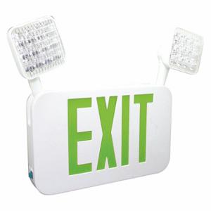 FULHAM FHEC35GRC Exit Sign With Emergency Lights, White, 2 Faces, Green, Led, Ceiling/Wall, Nickel Cadmium | CR3BFG 482P64