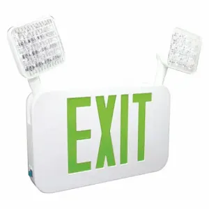 FULHAM FHEC35GSD Exit Sign With Emergency Lights, White, 2 Faces, Green, Led, Ceiling/Wall, Nickel Cadmium | CP6GML 482P65