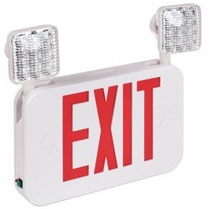 FULHAM FHEC35R Exit Sign With Emergency Lights, White, 2 Faces, Red, Led, Ceiling/Wall, Nickel Cadmium | CP6GMN 482P59