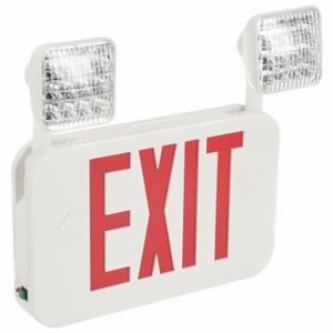FULHAM FHEC35RRC Exit Sign With Emergency Lights, White, 2 Faces, Red, Led, Ceiling/Wall, Nickel Cadmium | CP6GMP 482P61