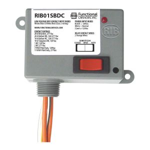 FUNCTIONAL DEVICES INC / RIB RIB01SBDC Enclosed Pre-Wired Relay, With 120 VAC Power Input, Override, SPST, 20 A | CE4UYC