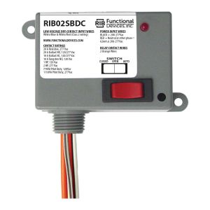 FUNCTIONAL DEVICES INC / RIB RIB02SBDC Enclosed Pre-Wired Relay, With 208 - 277 VAC Power Input, Override, SPST, 30 A | CE4UYJ