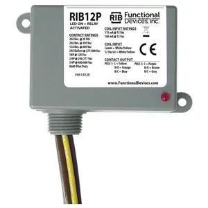 FUNCTIONAL DEVICES INC / RIB RIB12P Enclosed Pre-Wired Relay, With 12 VAC Coil, DPDT, 20 A | CE4UYQ