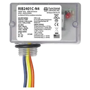 FUNCTIONAL DEVICES INC / RIB RIB2401C-N4 Enclosed Pre-Wired Relay, With 120 VAC Coil, SPDT, 10 A | CE4UYZ