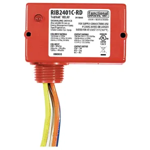 FUNCTIONAL DEVICES INC / RIB RIB2401C-RD Enclosed Pre-Wired Relay, With 120 VAC Coil, SPDT, Red Housing, 10 A | CE4UZA