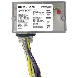 FUNCTIONAL DEVICES INC / RIB RIB2401D-N4 Enclosed Pre-Wired Relay, With 120 VAC Coil, DPDT, NEMA Housing, 10 A | CE4UZB