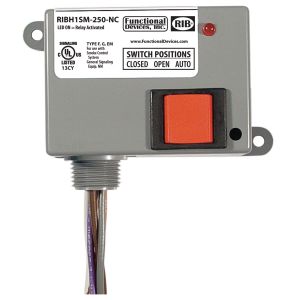 FUNCTIONAL DEVICES INC / RIB RIBH1SM-250-NC Enclosed Pre-Wired Relay, With 208 - 277 VAC Coil, Override, SPST-NC, 10 A | CE4VAP