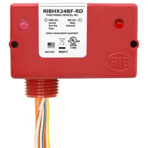 FUNCTIONAL DEVICES INC / RIB RIBHX24BF-RD Enclosed Pre-Wired Relay, With 24 VAC Coil, Fixed AC Sensor, Red Housing, 20 A | CE4VAV