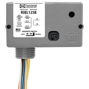 FUNCTIONAL DEVICES INC / RIB RIBL12SB Enclosed Pre-Wired Relay, With 12 VAC Coil, Latch, Switch, 20 A | CE4VAY