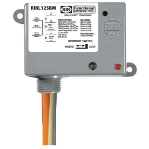 FUNCTIONAL DEVICES INC / RIB RIBL12SBM Enclosed Pre-Wired Relay, With 12 VAC Coil, Latch, Switch, Aux Contact, 20 A | CE4VAZ