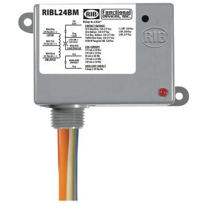 FUNCTIONAL DEVICES INC / RIB RIBL24BM Enclosed Pre-Wired Relay, With 24 VAC Coil, Latch, Aux Contact, 20 A | CE4VBF