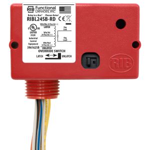 FUNCTIONAL DEVICES INC / RIB RIBL24SB-RD Enclosed Pre-Wired Relay, With 24 VAC Coil, Latch, Switch, Red Housing, 20 A | CE4VBH