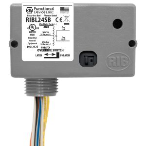 FUNCTIONAL DEVICES INC / RIB RIBL24SB Enclosed Pre-Wired Relay, With 24 VAC Coil, Latch, Switch, 20 A | CE4VBG