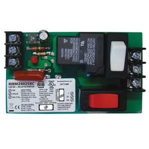 FUNCTIONAL DEVICES INC / RIB RIBM2402SBC Control Relay, With 208 - 277 VAC Coil, Override Switch, 20 A | CE4VCJ