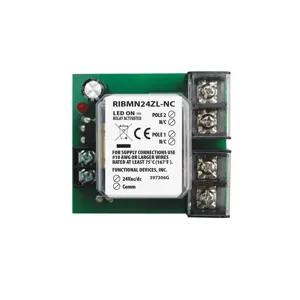 FUNCTIONAL DEVICES INC / RIB RIBMN24ZL-NC Control Relay, With 24 VAC Coil, DPST, 30 A | CE4VDW