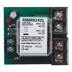 FUNCTIONAL DEVICES INC / RIB RIBMN24ZL Control Relay, With 24 VAC Coil, Override Switch, SPST, 30 A | CE4VDV