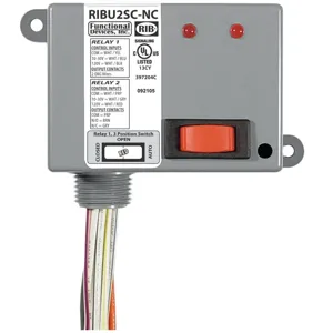 FUNCTIONAL DEVICES INC / RIB RIBU2SC-NC Enclosed Pre-Wired Relay, With 120 VAC Coil, Override, SPDT, SPST-NC, 10 A | CE4VKJ