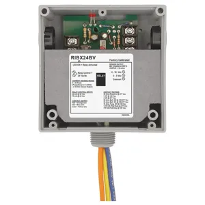 FUNCTIONAL DEVICES INC / RIB RIBX24BV Enclosed Pre-Wired Relay, With Analog AC Sensor, 24 VAC Coil, SPDT, 20 A | CE4VLC