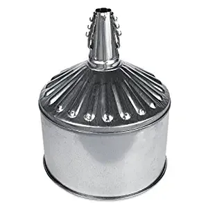 FUNNEL KING 94464 Fluted Funnel, With Screen, Lock On, 9 Inch Center Spout, 8 Quart, Galvanized | CG9AGT