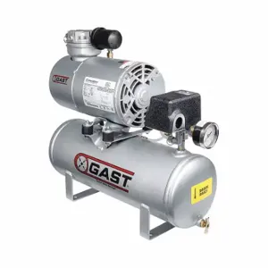 GAST 1HAB-11T-M100X Piston Air Compressor, 0.12 hp, Hot Dog, 2 gal Tank, 1.3 cfm, 100 psi Max Op Pressure | CP6HRM 33K795