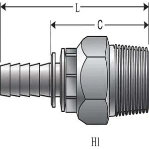 GATES 730729145 Hose Coupling, 0.374 Inch I.D, 1.72 Inch Cutoff Size | BX2TFP