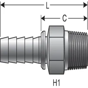 GATES 73343624 Hose Coupling, 0.189 Inch I.D, 2.22 Inch Length, 1.133 Inch Cutoff Size | AK2HHB