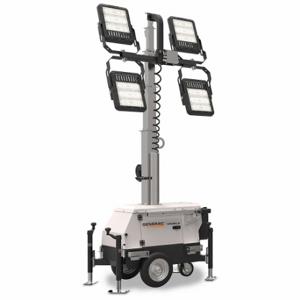 GENERAC PLT240 Temporary Job Site Light, LED, 4 Lamp Heads, 120 V, 16 ft Power Cord Length, Cart | CP6KNG 794J70