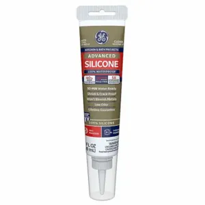 GENERAL ELECTRIC 2812563 Silicone Sealant, Advanced Silicone, Clear, 3 Oz, Tube, 301% To 500% Elongation Range | CP6LJM 3LA50