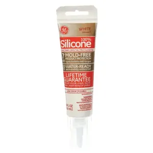 GENERAL ELECTRIC 2812566 Silicone Sealant, Advanced Silicone, White, 3 Oz, Tube, 301% To 500% Elongation Range | CP6LJK 4UH01