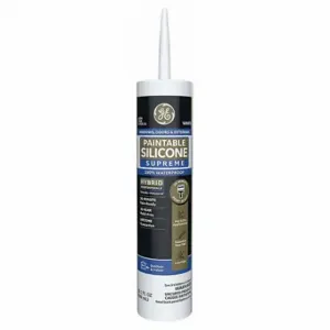 GENERAL ELECTRIC 2861246 Silicone Sealant, Paintable Silicone Supreme, White, 10 Oz, Cartridge | CR3BGL 11N102