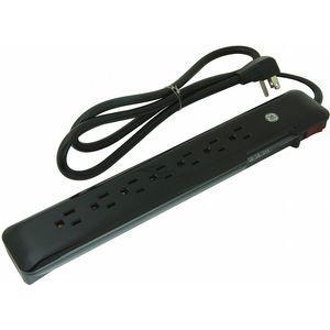 GENERAL ELECTRIC 34133 8 ft. Surge Protector Outlet Strip, Black, No. of Total Outlets 7 | CD2FUB 53TZ10