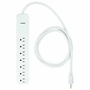 GENERAL ELECTRIC 36358 4 ft. Surge Protector Outlet Strip, White, No. of Total Outlets 7 | CD2HQK 53TZ11