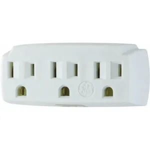 GENERAL ELECTRIC 52203 Plug Adapter, White, Connector Type 5-15R, Plug Configuration 5-15P | CD2LXH 53TZ17