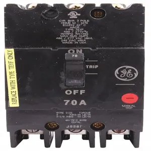 GENERAL ELECTRIC TEYF370 Circuit Breaker 70a 3p 277/480vac 18ka | AG2VKZ 32HZ99