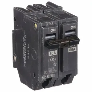 GENERAL ELECTRIC THHQL2160 Molded Case Circuit Breaker, 2 Poles, 60A, 22kAIC at 240V | CE6KKV