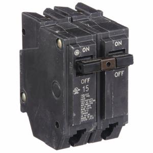 GENERAL ELECTRIC THQL2115 Double Pole Circuit Breaker, 15A, 10kAIC at 120V, DIN Rail | CE6KMH