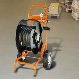 GENERAL PIPE CLEANERS 113170 Reel Cart, 2 Wheel Cart, 300 Feet Hose Reel, Pressure Gauge, Shut-Off Valve | CH6DUG CM-300