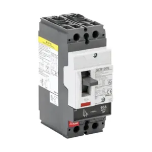 GLADIATOR GCB100S-2FF60LL Molded Case Circuit Breaker, 100A Frame, 60A, 600Y/ 480 VAC/ 250 VDC, 2-Pole | CV7TWN