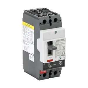 GLADIATOR GCB100S-2FF70LL Molded Case Circuit Breaker, 100A Frame, 70A, 600Y/ 480 VAC/ 250 VDC, 2-Pole | CV7TWP