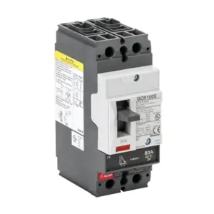 GLADIATOR GCB100S-2FF80LL Molded Case Circuit Breaker, 100A Frame, 80A, 600Y/ 480 VAC/ 250 VDC, 2-Pole | CV7TWQ