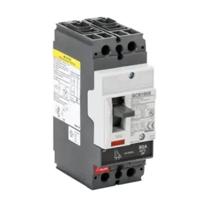 GLADIATOR GCB100S-2FF90LL Molded Case Circuit Breaker, 100A Frame, 90A, 600Y/ 480 VAC/ 250 VDC, 2-Pole | CV7TWR