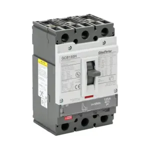 GLADIATOR GCB150H-3FF125LL Molded Case Circuit Breaker, 150A Frame, 125A, 600 VAC/ 600 VDC, 3-Pole | CV7TXG